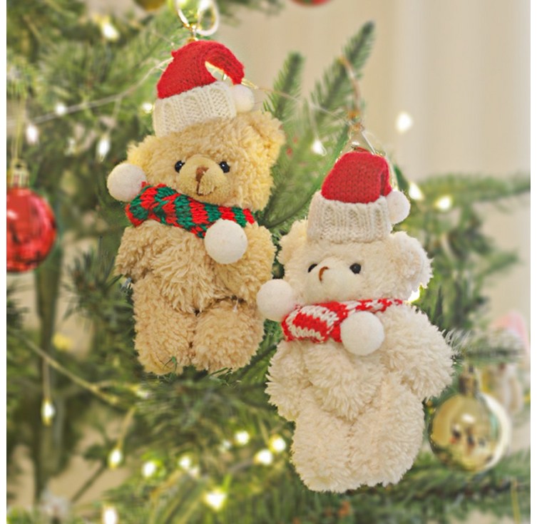 이플린 크리스마스 선물 산타 곰인형 키링 2개  선물상자