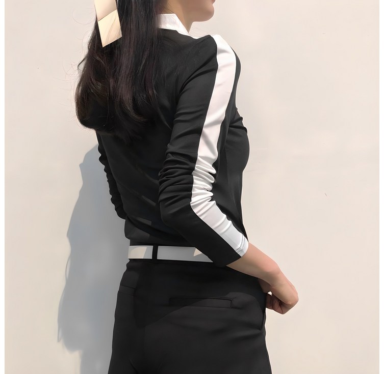 로로얼로이 여성골프티셔츠 카라 사이드 배색포인트 조이 기능성 긴팔