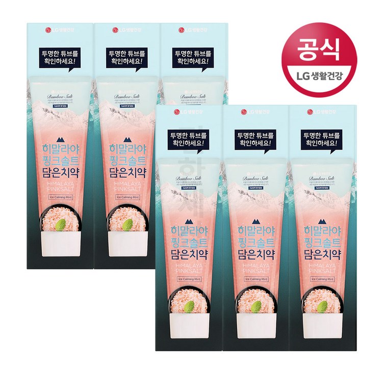 죽염 히말라야 핑크솔트 치약 아이스카밍민트 100g x6개, 100g, 6개