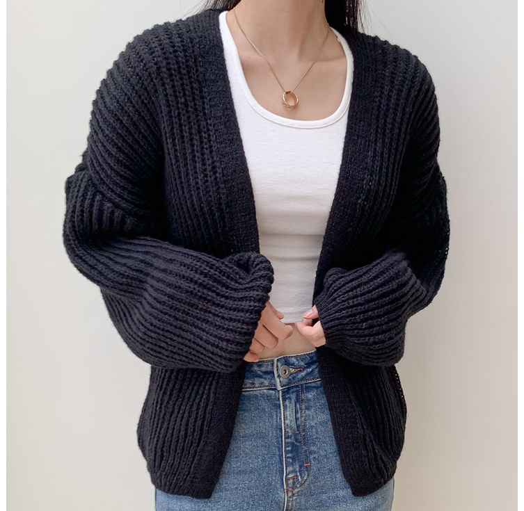 비벤디오 간절기 여성 데일리 루즈핏 노버튼 니트 가디건