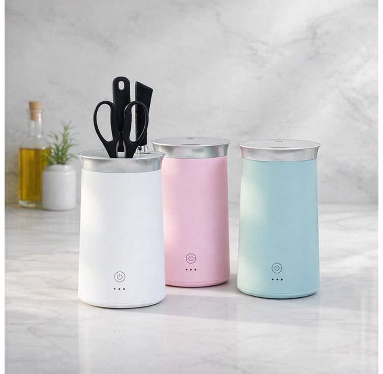 독일브랜드 UV LED 칼소독기 PTC 열풍 건조 99.9 살균 칼꽂이 거치대 가위 살균기 분리 세척 위생 주방 선물 화이트 민트 핑크