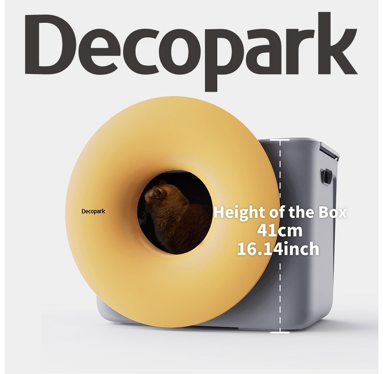 포비 국제더블어워드수상탑 엑시트 수동 고양이화장실  발씻김 모래날림 완전차단  대용량 인테리어 화장실  탐험유발, 1개, 레몬색