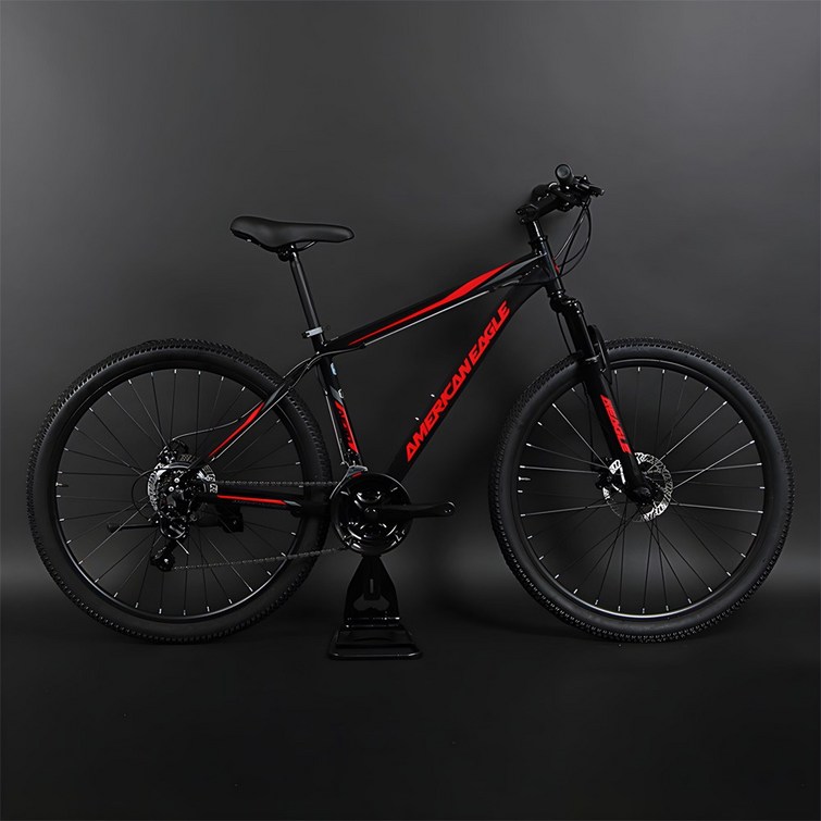 입문용 알루미늄 21단 기계식디스크브레이크 27.5인치 MTB 자전거반조립, 블랙레드, 1개