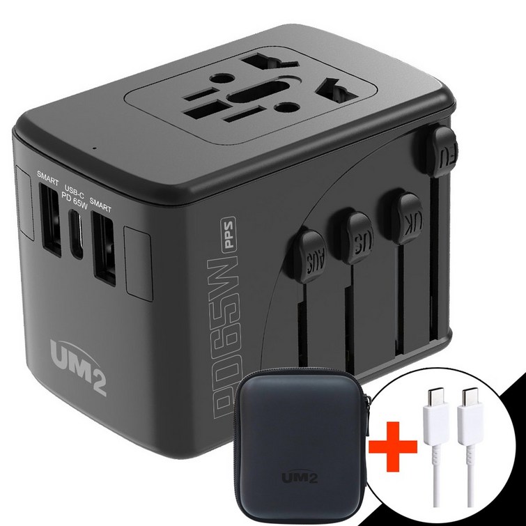 유엠투 65W GaN 여행용 멀티 어댑터 UMTCPD65WPPS  100W 케이블, 1개
