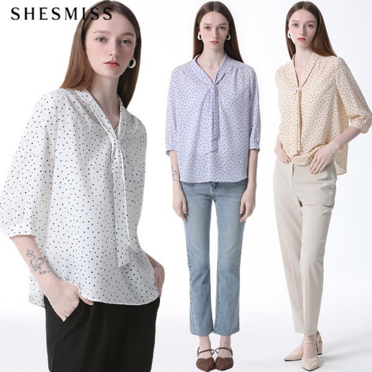 쉬즈미스. 쉬즈미스SHESMISS 도트 타이 블라우스 쉬즈미스. 쉬즈미스SHESMISS 도트 타이 블라우스
