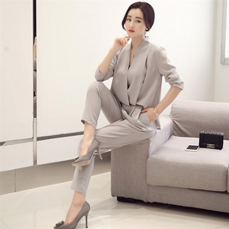 ANYOU 여성 통근 오피스룩  투피스 빅사이즈 슬림핏 면접 정장